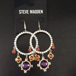 Gorgeous Steve Madden Crystal Hoops Multi color St